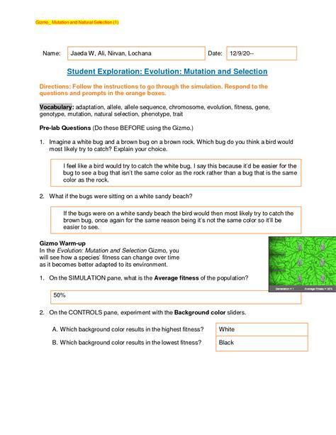 Gizmo answer key natural selection. Things To Know About Gizmo answer key natural selection. 